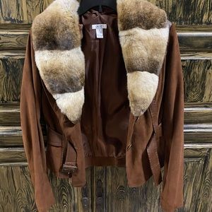 Rabbit fur collar jacket